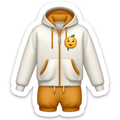 Crie um conjunto de moletom com casaco e calça nas cores branco e caramelo sticker