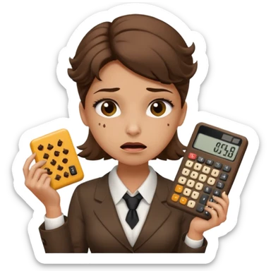 female accountant with calculator covered in animal poo sticker