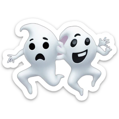 a female ghost and a male ghost dancing as a Ying yang sticker