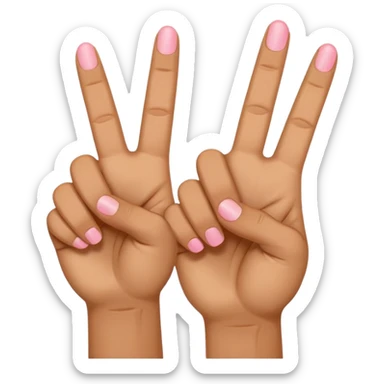 peace sign emoji but with the middle and ring fingers up instead of the index and middle finger. Keep the pinky, index, and thumb down. Only have the 5 normal fingers in the picture sticker