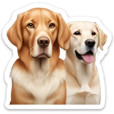 Fox red Labrador and white golden retriever together sticker