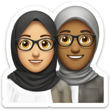 young man with glasses and woman with hijab holiday trips sticker