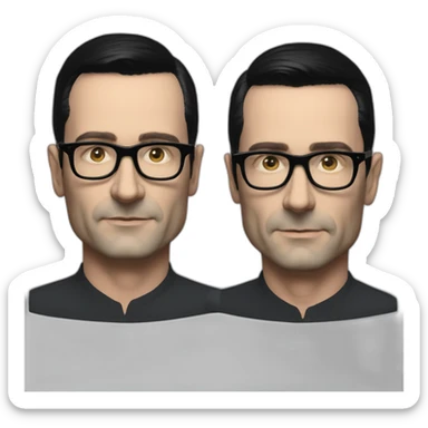 photo realistic Ralf Hutter from Kraftwerk, short straight black hair, black glasses sticker