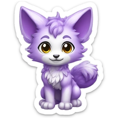 shiny, colorful, lilac-violet, gradient, Kemono-style, Chibi, Anthro-Fur-Sona-Fakémon, Full Body sticker