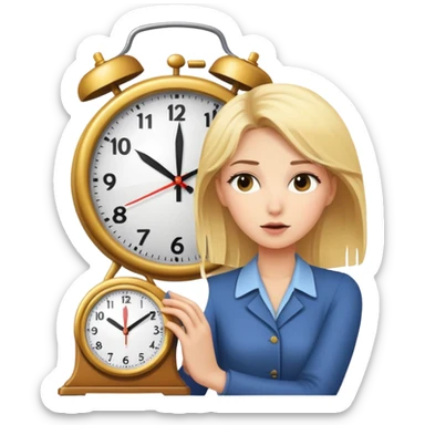 Blonde woman watching clock sticker