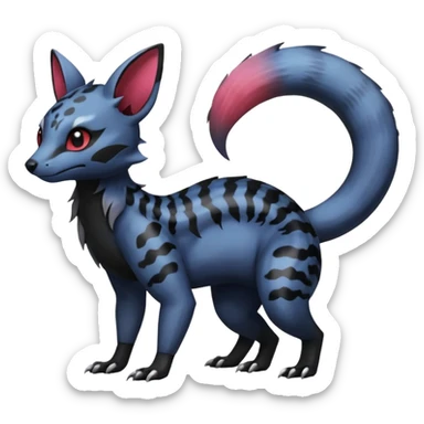  realistic cute epic aesthetic gothic colorful Salandit-Eevee-Civet-species-Fakemon-hybrid-creature, with markings, full body sticker