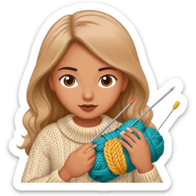 a girl being obsessed by a knitting pattern  sticker