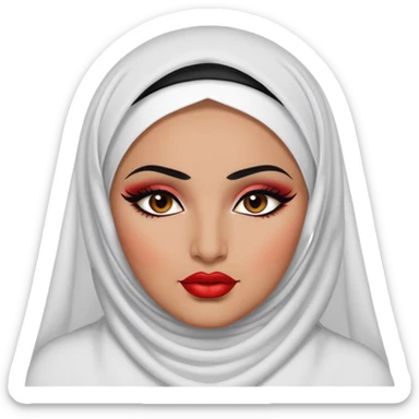 big plus size, arab, veil, arabian clothes, baddie,pretty, makeup, bright red lipgloss, black eyeliner, sticker