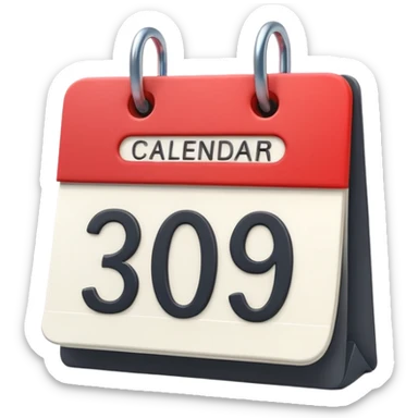 minimalistic Apple-style emoji icon of a calendar in 3D perspective, single date number centered, no text or month name, soft shadows, realistic glossy material, subtle depth, high-resolution, modern flat 3D design sticker