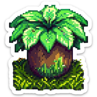 ultra-blocky minimal pixel art Minecraft grass block with few large square pixels sticker