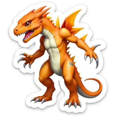  Cool Edgy Shiny Futuristic Ethereal Legendary Greymon-Digimon-Charmeleon-Reptile full body sticker