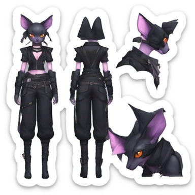 cool kawaii anime edgy distinguished pretty elegant beautiful fantasy black ethereal nargacuga-Noivern-sphynx-Quiana-Fakemon collar techwear harness belt pouche sticker