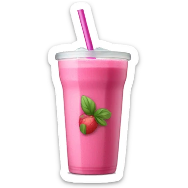A pink smoothie with a nice straw  sticker