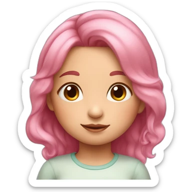 a cute little girl with pink hair and slightly chubby cheeks sticker