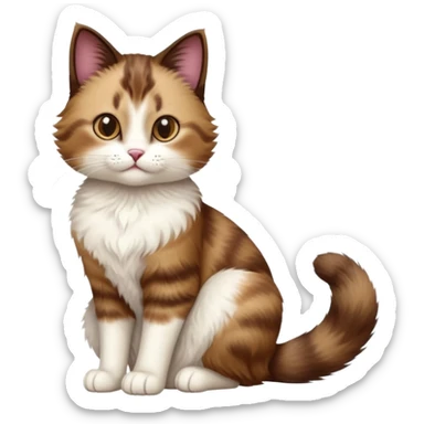 cinematic-[showshoe cat]-realistic-full-body-sitting-emoji,-tail-curled-playfully-around-its-paws,-head-tilted-dramatically,-fluffy-[brown]-fur,-simplified-yet-realistic-focused-features,-highly-detailed,-glowing-with-an-almost-sarcastic-glow sticker
