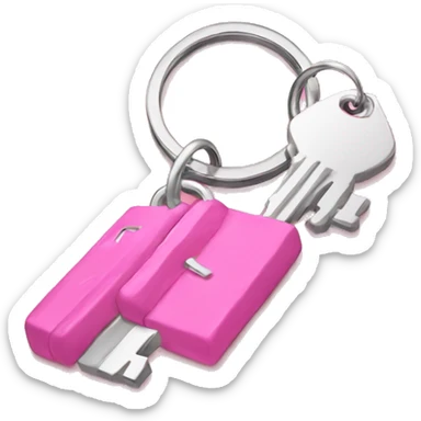 Pink keychain with silver keys sticker