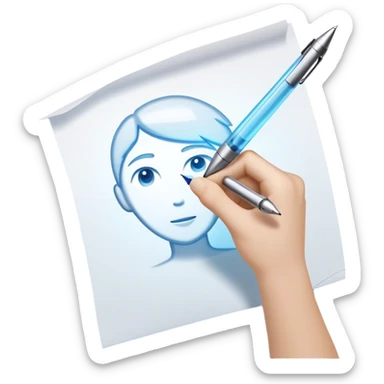 A future self, slightly translucent and glowing, reaches out from a paper, extending a pen toward the present self. The gesture is firm yet encouraging, symbolizing the act of breaking free from procrastination and taking control. The paper represents the unfinished task, and the glowing exchange  sticker