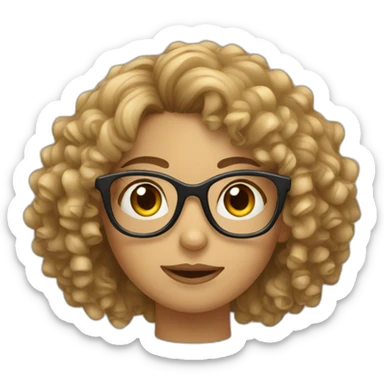 A curly-haired girl with glasses and bad glasses. sticker