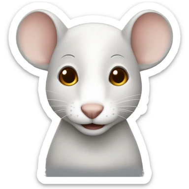 Light grey or white Mouse emoji with dark brown undercut hair sticker