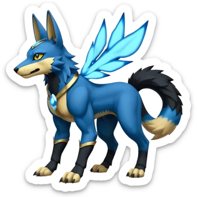 Lucario-Anubis-Umbreon-Zeraora-Fakémon-hybrid-creature (full body)  sticker