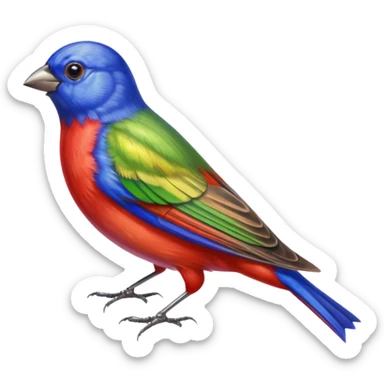 Hyperrealistic, colorful, mirco-detailed, isolated Painted Bunting bird, still life, no emoji faces, no emoji icons, 4k sticker