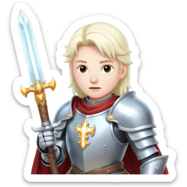 Battle mage: a knight in armor wielding both sword and magic sticker