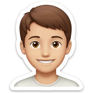 smiling boy indoors portrait with brown hair sticker