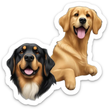 Golden retriever and rottweiller in white truck sticker