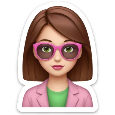 a beautiful, fair-skinned girl with brown hair who likes shades of pink, green, and brown sticker