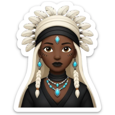 white shaman woman black clothes black accesories  sticker