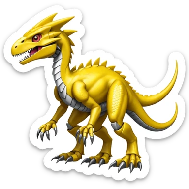  Edgy Yellow Shiny Digimon-Fakemon-Velociraptor-Dragon-Mecha full body sticker