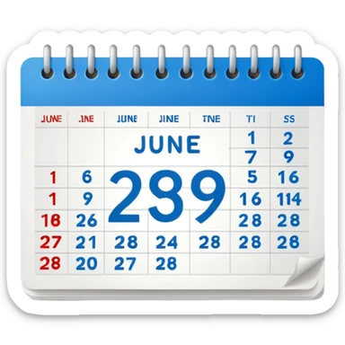 A calendar with the date June 29th on it sticker