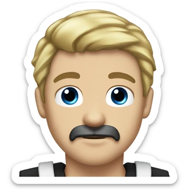 Male pirate black sash black moustache black sash short blond hair blue eyes sticker