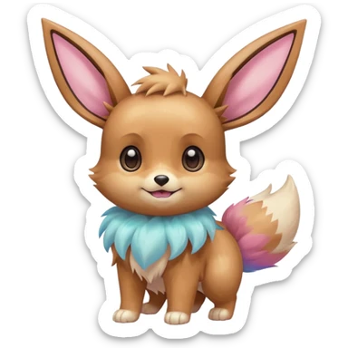 Kawaii Shiny Colorful Pastel Eevee Full Body sticker
