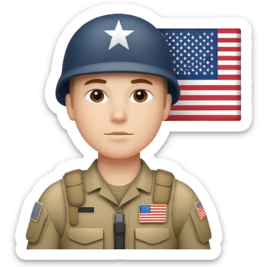 generate realistic white american soldier in body armor and full uniform with small usa flag on shoulder sticker