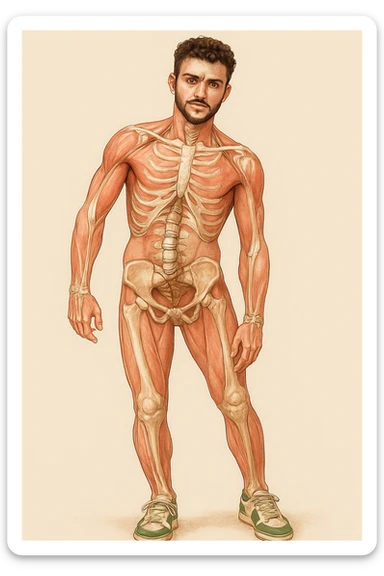 Uomo con problemi di asimmetrie e bacino inclinato, visione anatomica senza scritte sticker