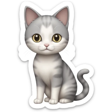 full body small short hair dark grey and white cat sticker