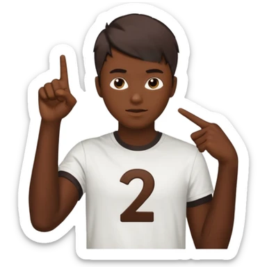 It says 21 with I kid (skin color dark chocolate with most of his hair cut off) pointing at 21 sticker