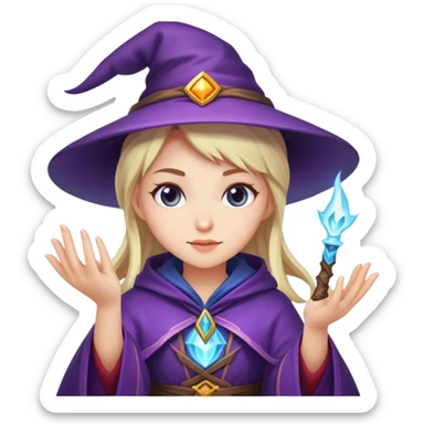 Girl mage casting freeze spell sticker