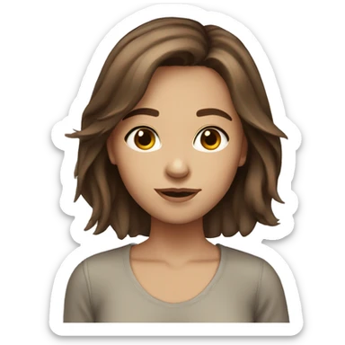 girl layered medium length brown hair short thin brown eyes sticker