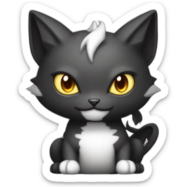 Sitting-Black-and-White-face-cat-dragon-type-pokemon sticker