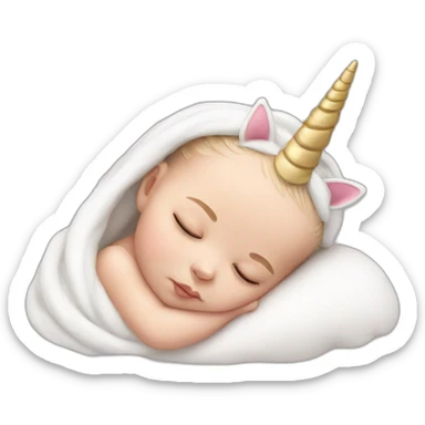 Sleeping white Newborn with unicorn headband sticker