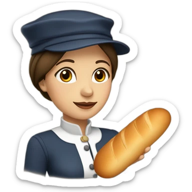 Femme brune française avec un béret et une baguette sticker
