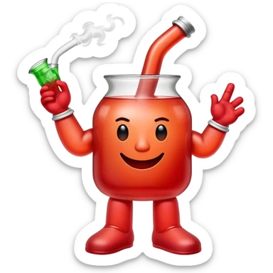 Kool-Aid man with visible arms and legs smoking a bong sticker