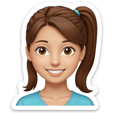 a brown haired girl  in a high ponytail but make her really pretty with brown eyes sticker