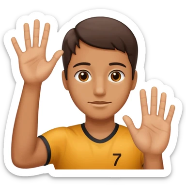 🤷🏻‍♂️ number 6 in left hand and number 7 in the right hand sticker