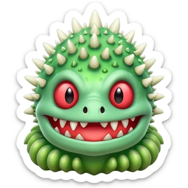 poisonous mushroom monster portrait, head and shoulders only, toxic green glow, scary grin, spiky mushroom head, 3D cartoon, mobile game icon style, clean background, no text, no watermark

 sticker