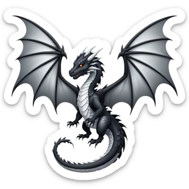 white and black wings dragon sticker