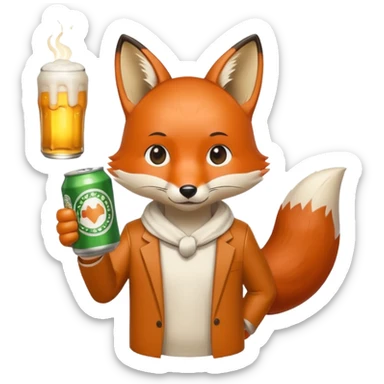 Un renard style manga qui tien une bierre marqué pmu sama sticker