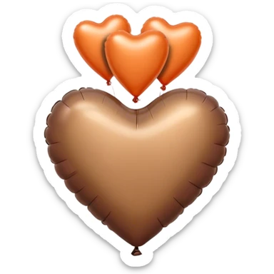 dark brown love letter in drak beige and dark orange metallic heart-shaped balloons sticker